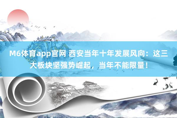 M6体育app官网 西安当年十年发展风向：这三大板块坚强势崛起，当年不能限量！