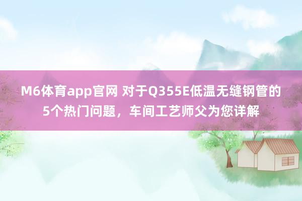 M6体育app官网 对于Q355E低温无缝钢管的5个热门问题，车间工艺师父为您详解