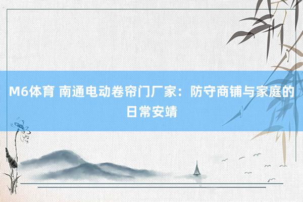 M6体育 南通电动卷帘门厂家：防守商铺与家庭的日常安靖