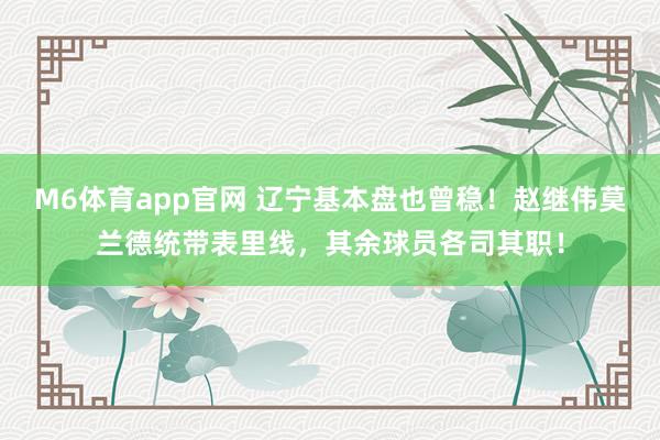 M6体育app官网 辽宁基本盘也曾稳！赵继伟莫兰德统带表里线，其余球员各司其职！