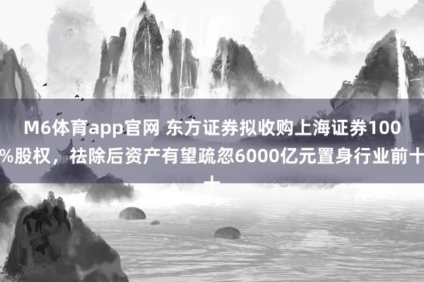 M6体育app官网 东方证券拟收购上海证券100%股权，祛除后资产有望疏忽6000亿元置身行业前十