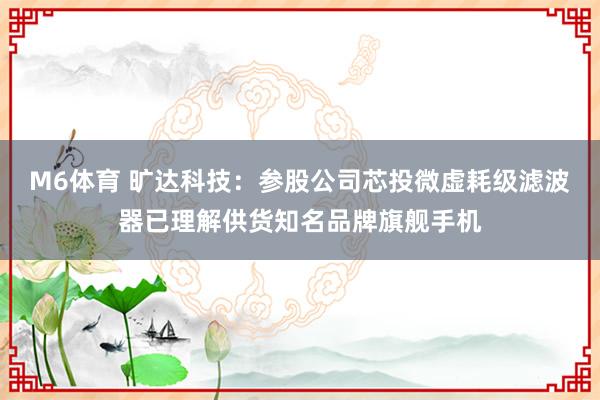 M6体育 旷达科技：参股公司芯投微虚耗级滤波器已理解供货知名品牌旗舰手机