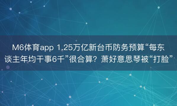 M6体育app 1.25万亿新台币防务预算“每东谈主年均干事6千”很合算？萧好意思琴被“打脸”